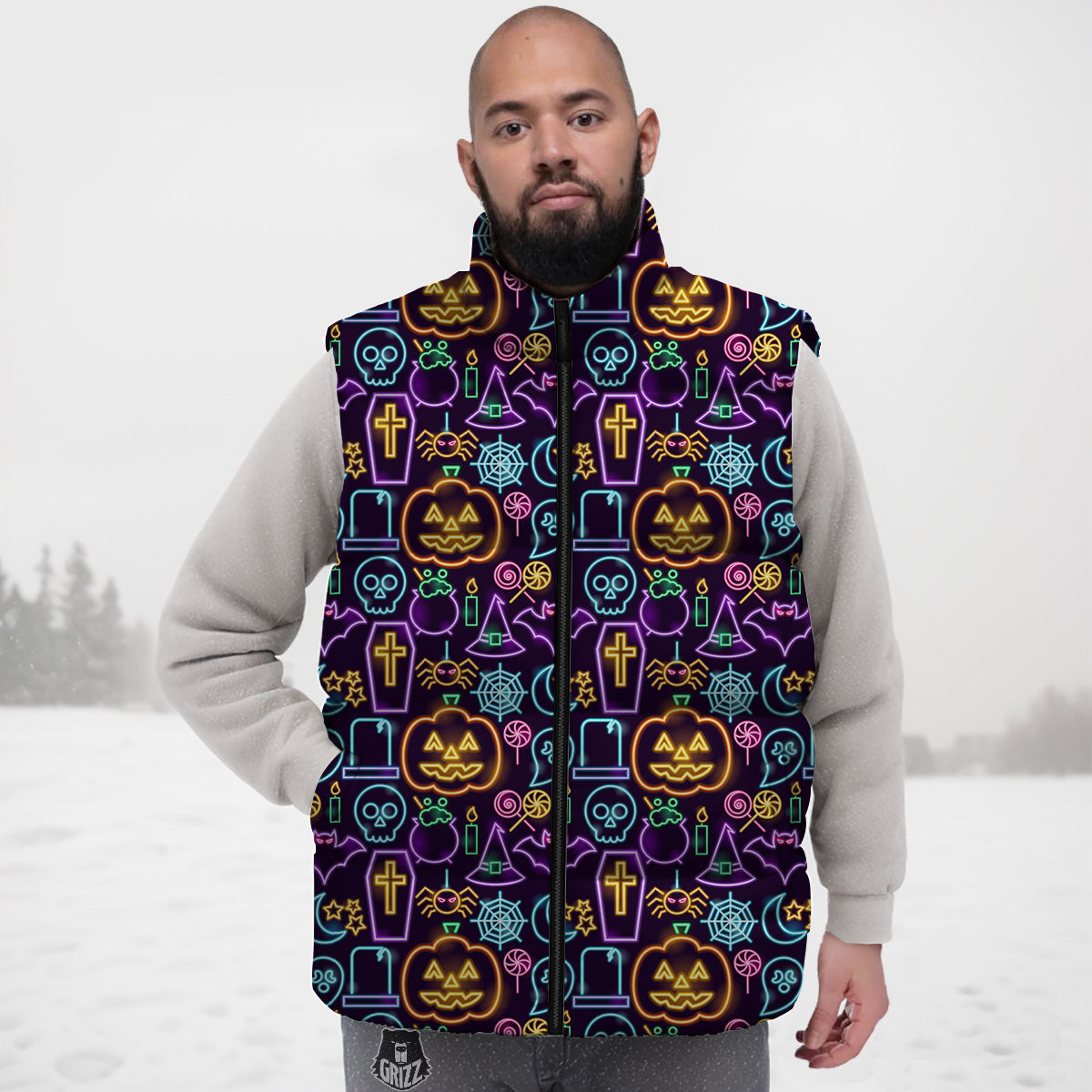 Octopus Tentacle Squid Print Pattern Down Vest