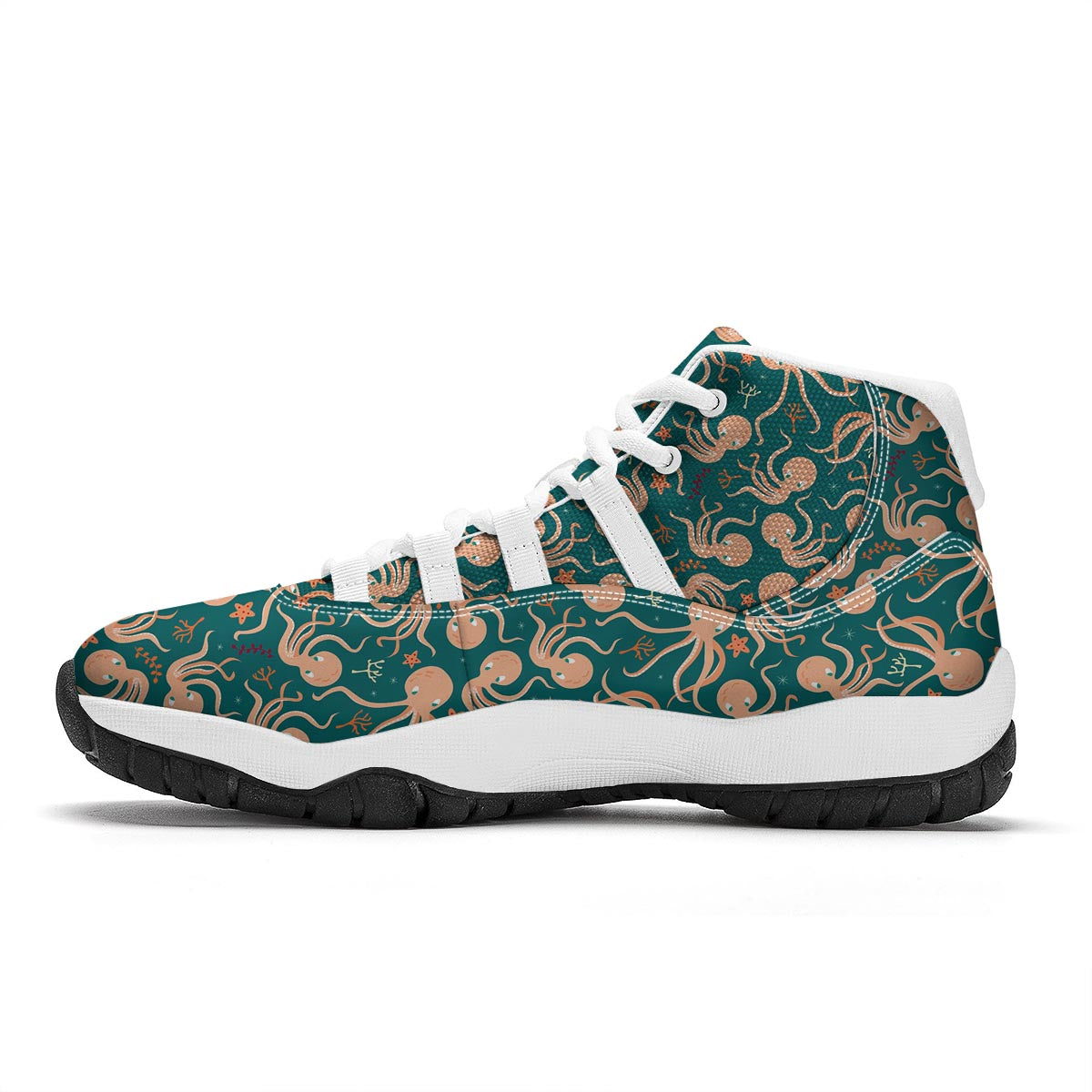 Octopus Tentacle Squid Print Pattern White Bball Shoes-grizzshop