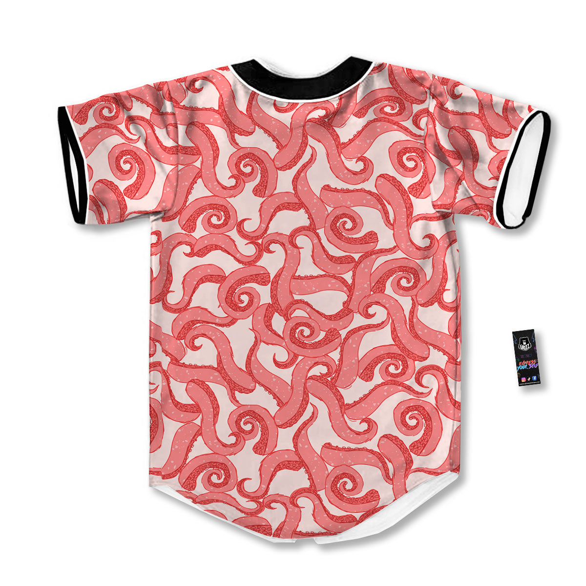 Octopus Tentacles Pink Print Pattern Baseball Jersey-grizzshop