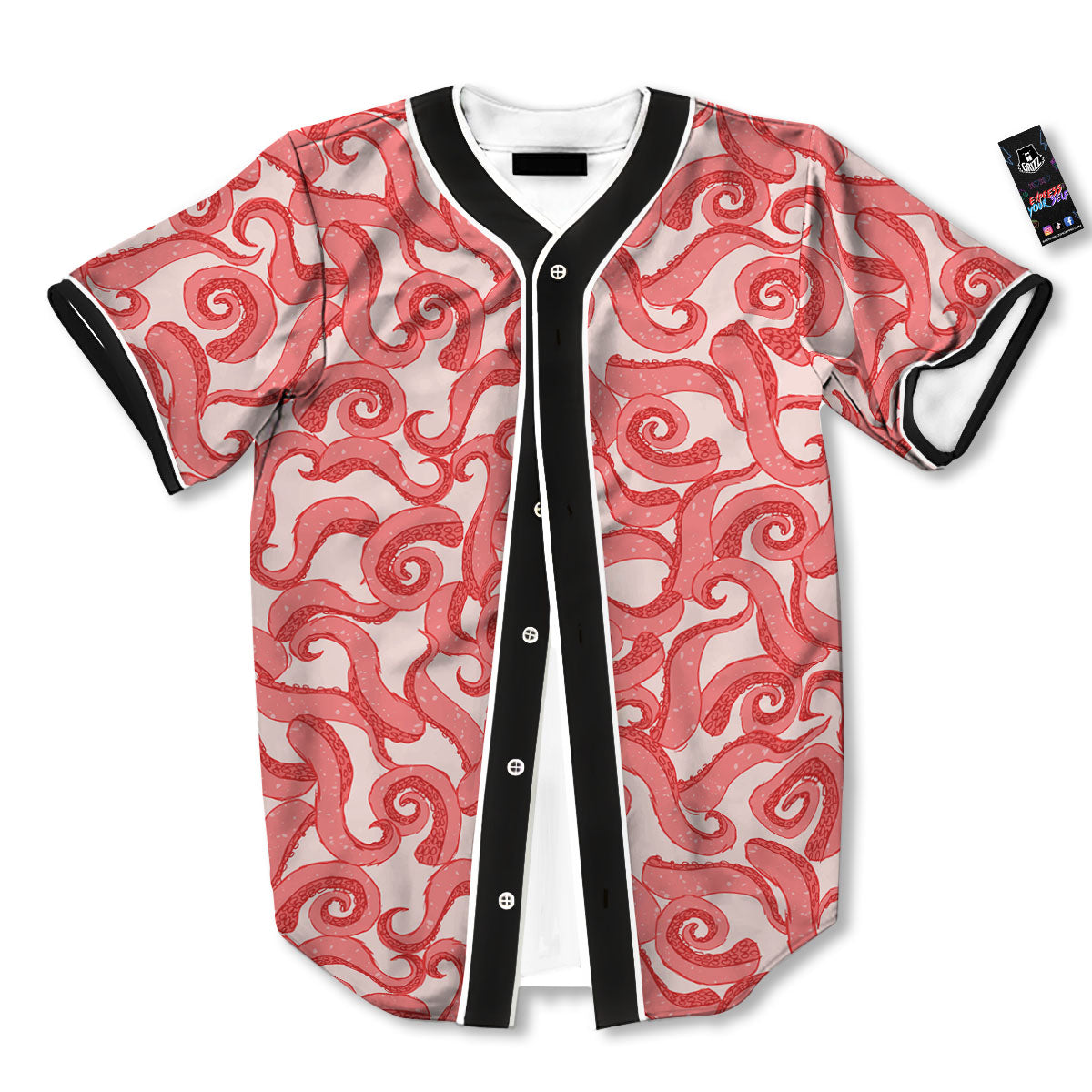 Octopus Tentacles Pink Print Pattern Baseball Jersey-grizzshop
