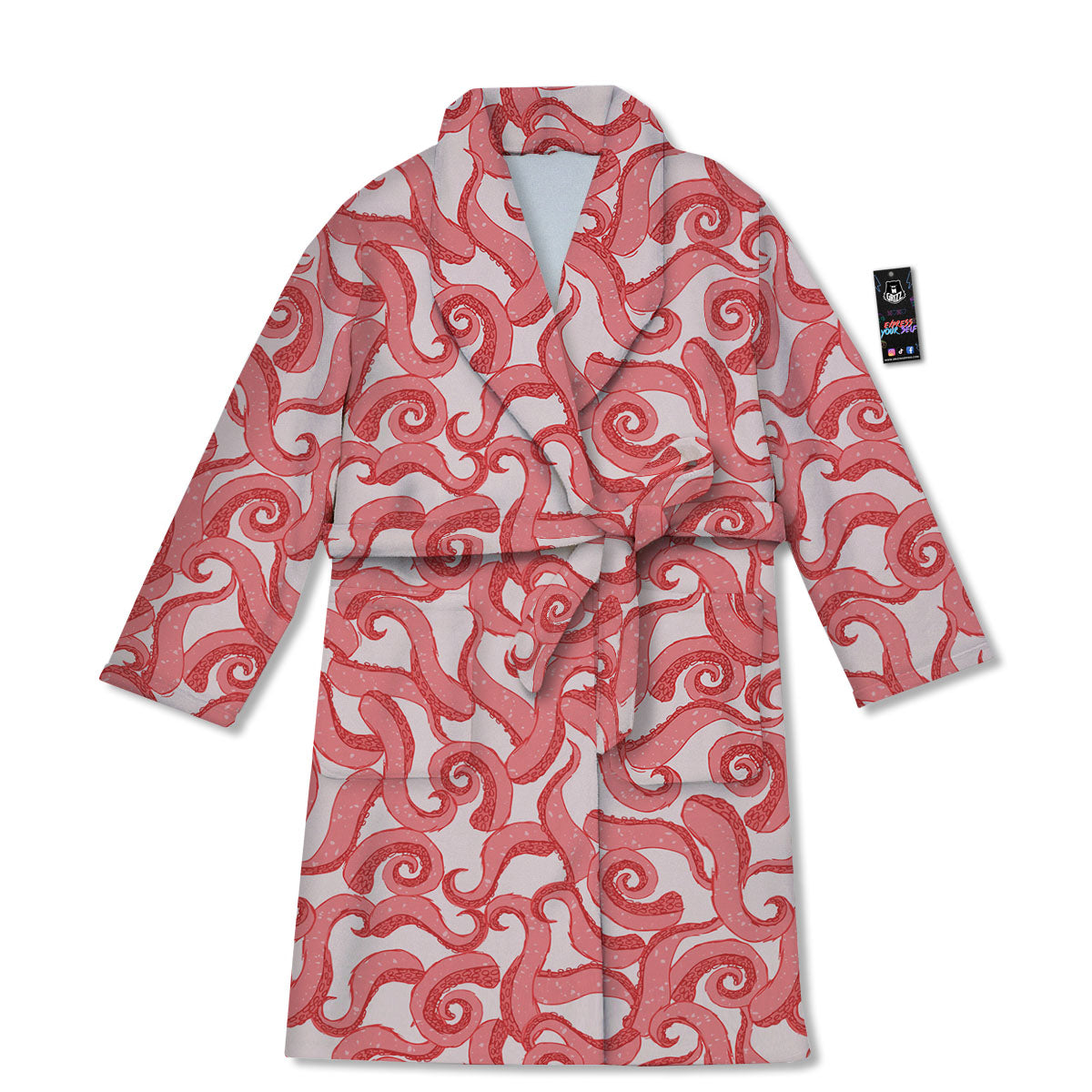 Octopus Tentacles Pink Print Pattern Bathrobe-grizzshop
