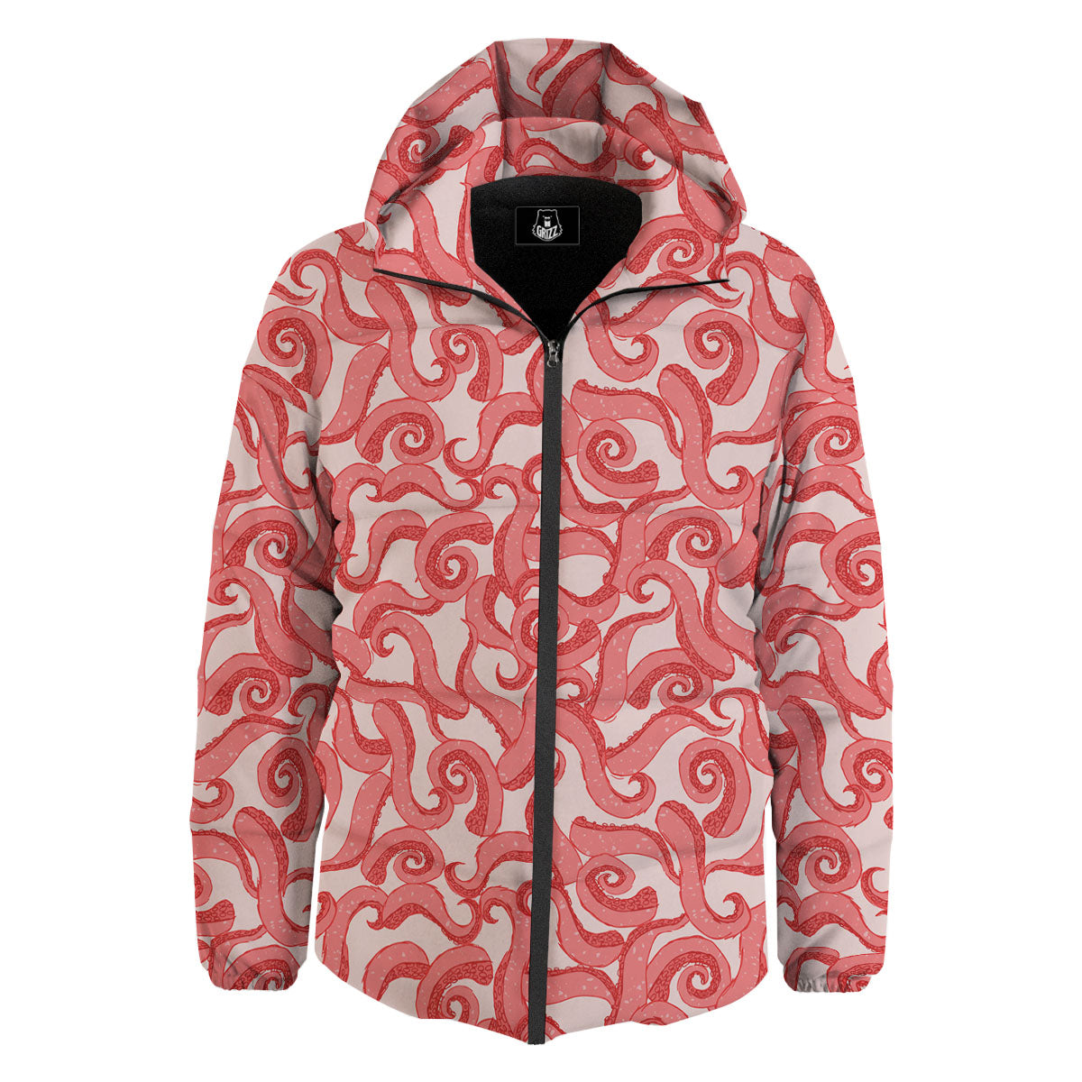 Octopus Tentacles Pink Print Pattern Down Jacket-grizzshop