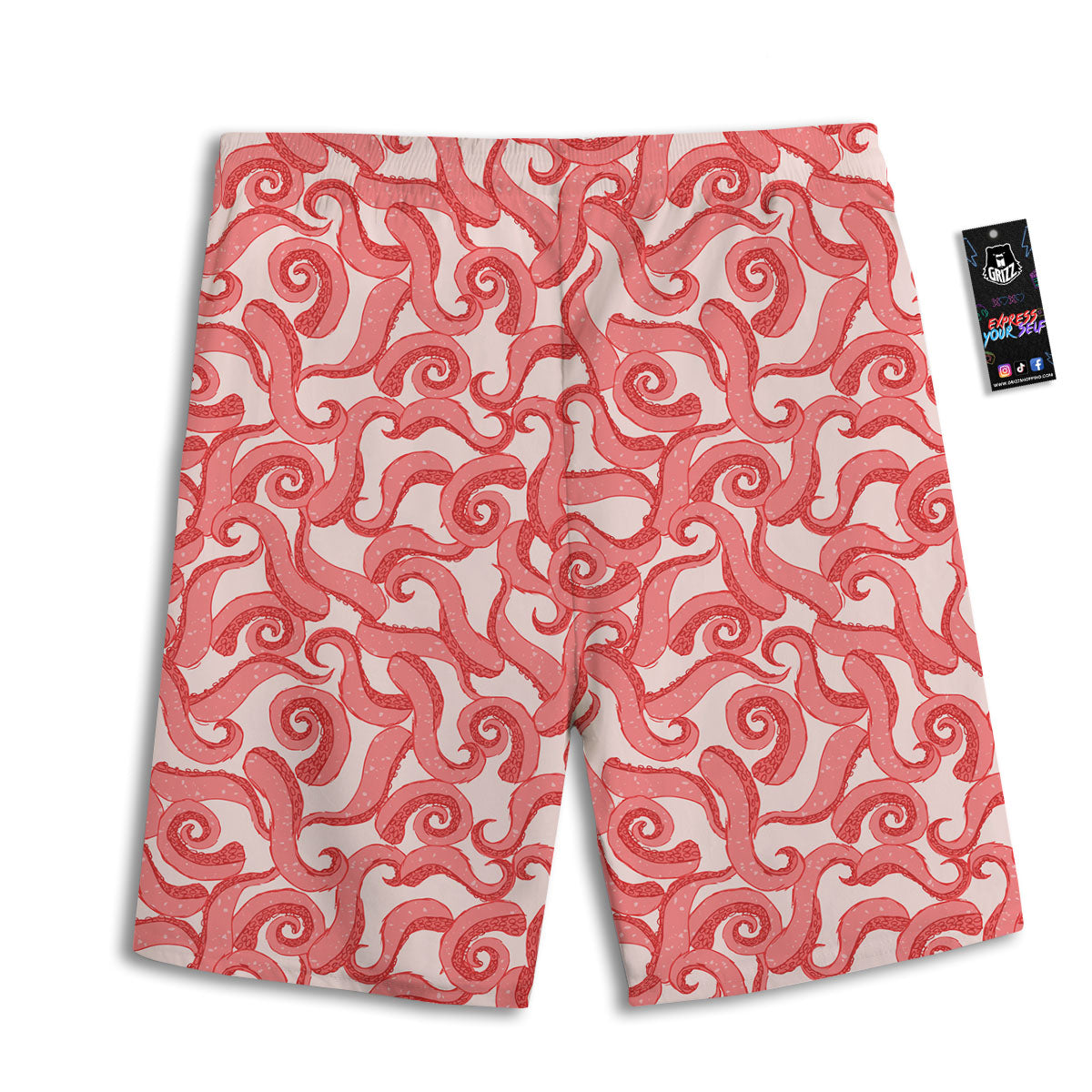 Octopus Tentacles Pink Print Pattern Men's Athletic Shorts