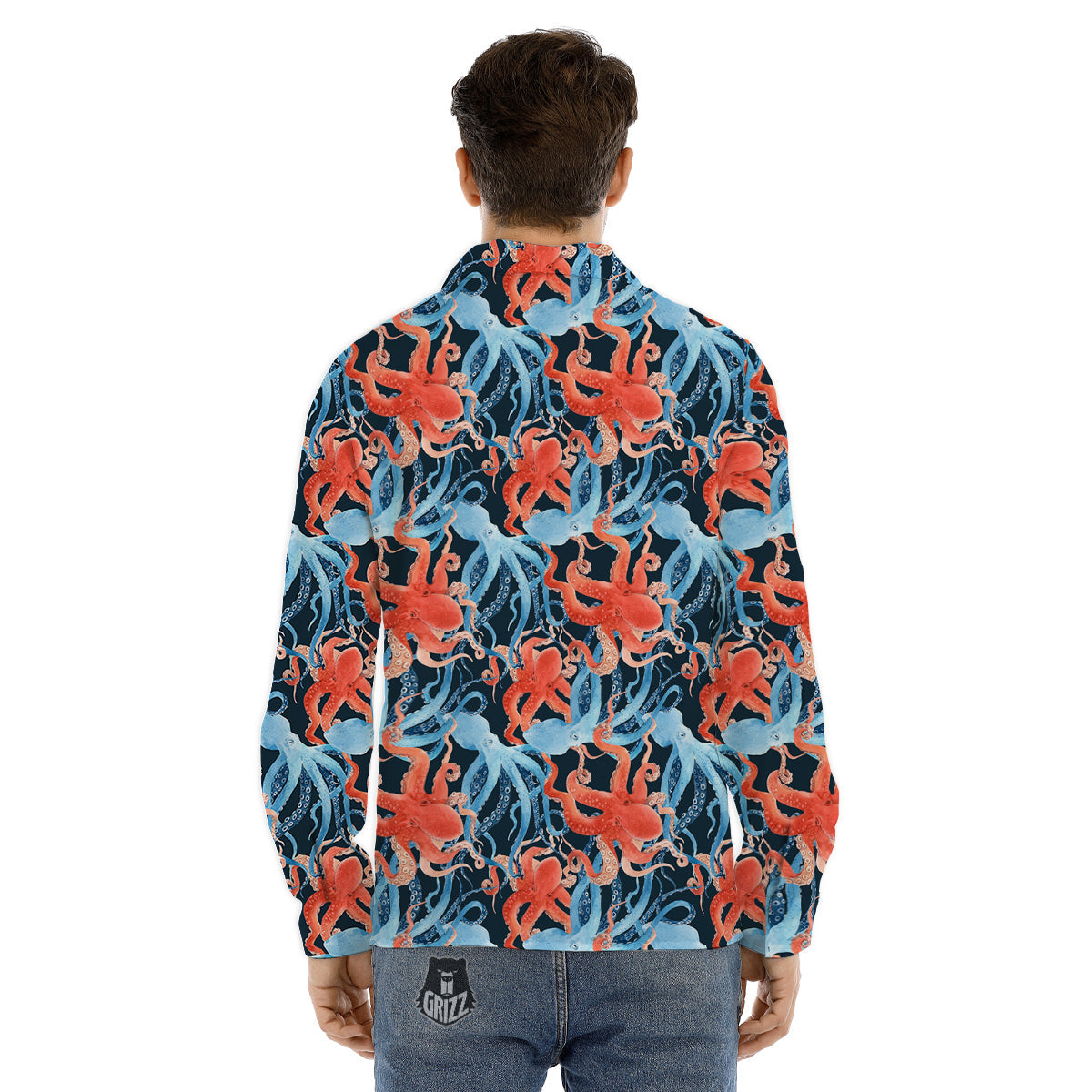 Octopus Tentacles Pink Print Pattern Men's Dress Shirts-grizzshop