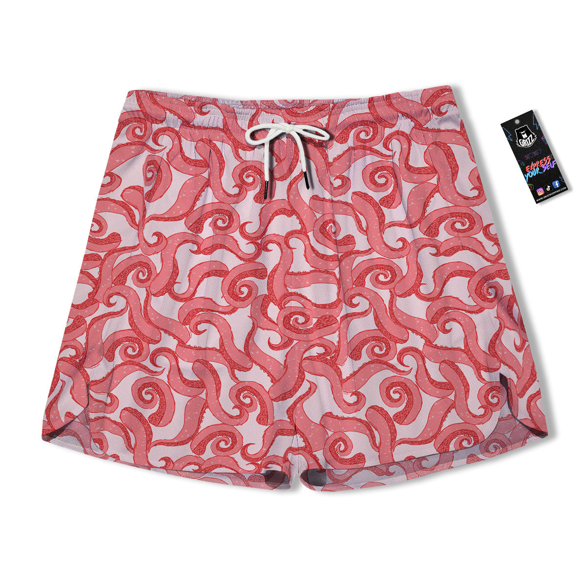 Octopus Tentacles Pink Print Pattern Men's Running Shorts-grizzshop