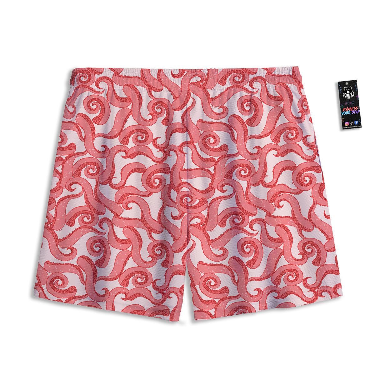 Octopus Tentacles Pink Print Pattern Mesh Shorts