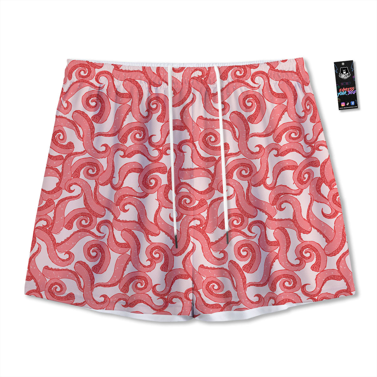 Octopus Tentacles Pink Print Pattern Mesh Shorts