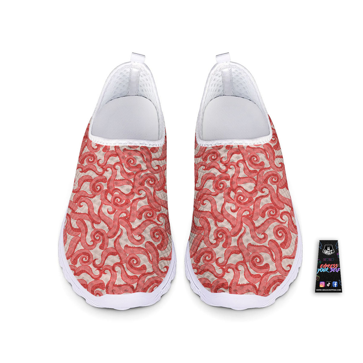 Octopus Tentacles Pink Print Pattern Nurse Shoes-grizzshop