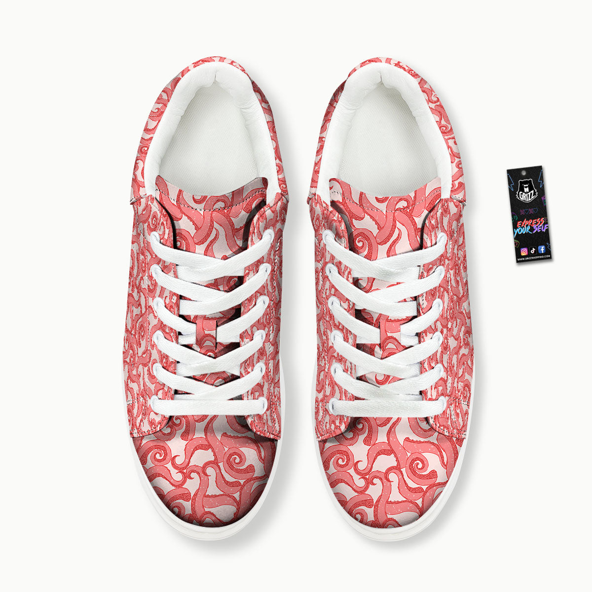 Octopus Tentacles Pink Print Pattern Platform Shoes-grizzshop