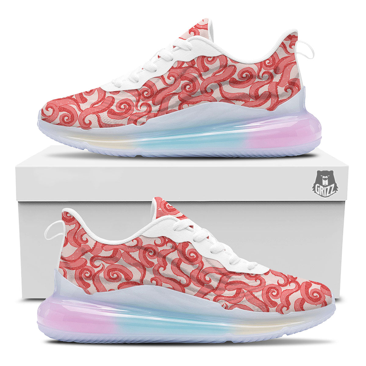 Octopus Tentacles Pink Print Pattern Running Sneakers-grizzshop