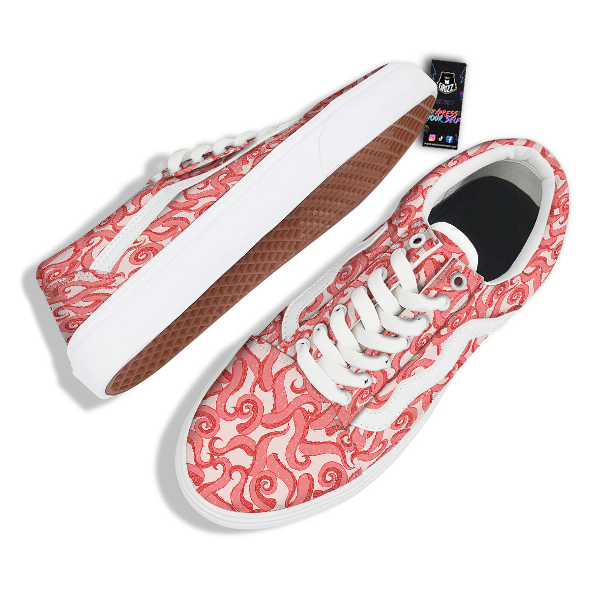 Octopus Tentacles Pink Print Pattern Skate Shoes-grizzshop