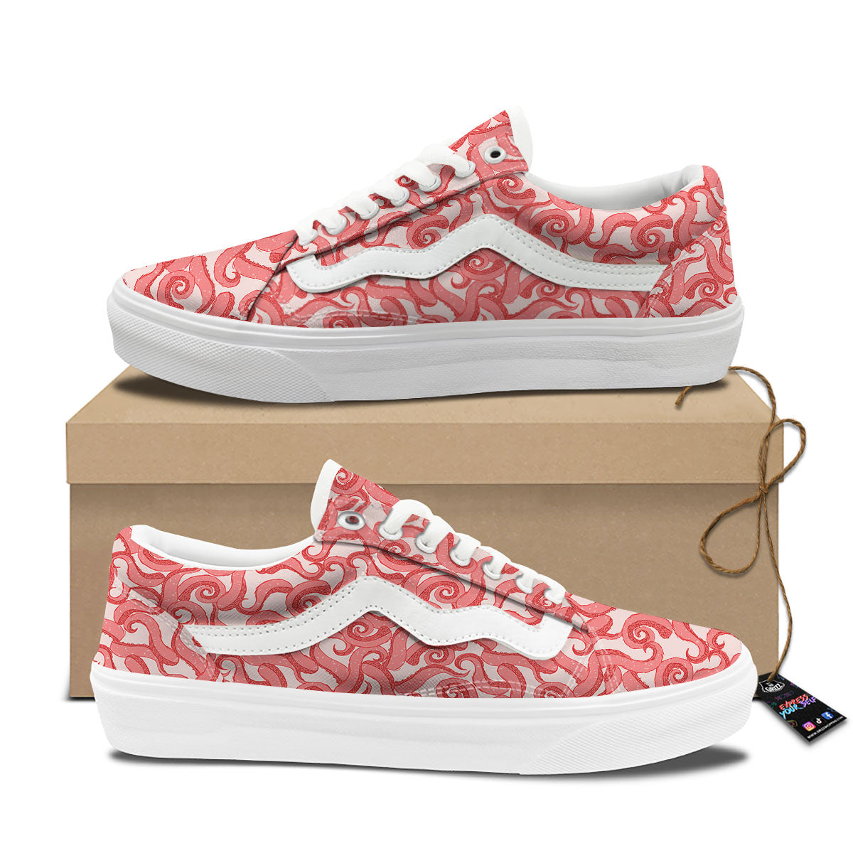 Octopus Tentacles Pink Print Pattern Skate Shoes-grizzshop
