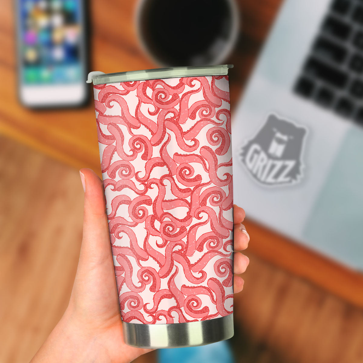 Octopus Tentacles Pink Print Pattern Tumbler-grizzshop