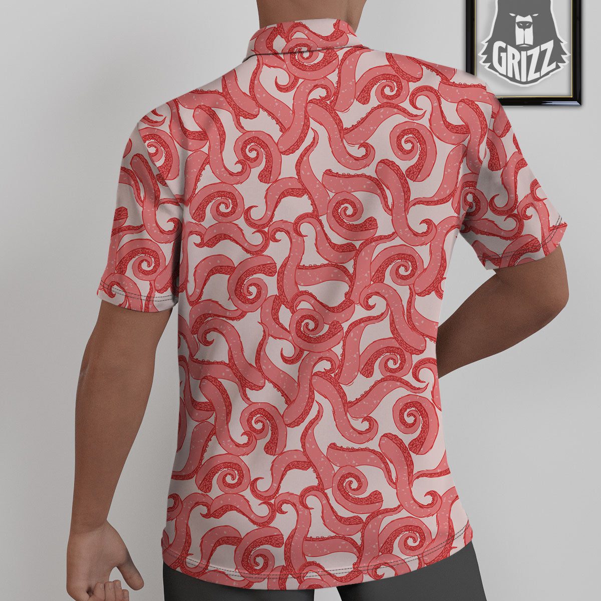 Octopus Tentacles Pink Print Pattern Untucked Shirts-grizzshop