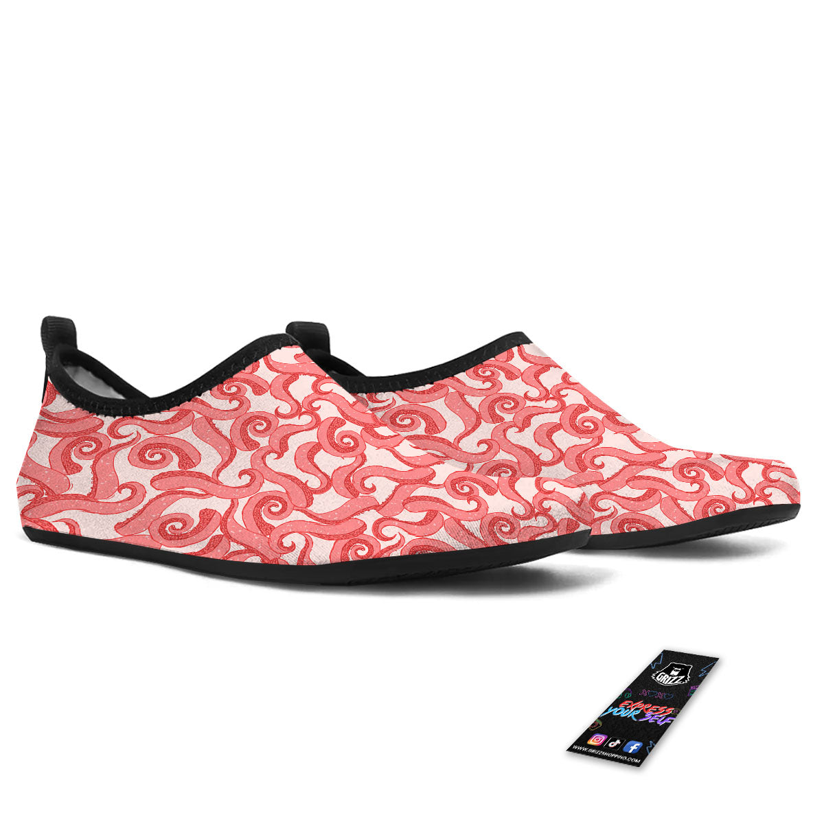 Octopus Tentacles Pink Print Pattern Water Shoes-grizzshop
