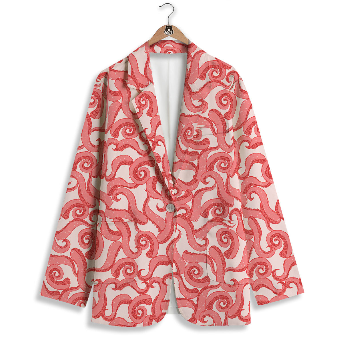 Octopus Tentacles Pink Print Pattern Women's Blazer-grizzshop