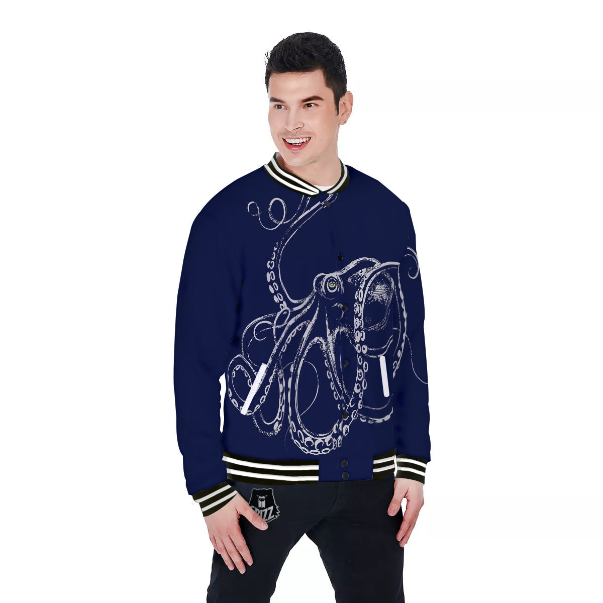 Octopus Tentacles Print Baseball Jacket-grizzshop