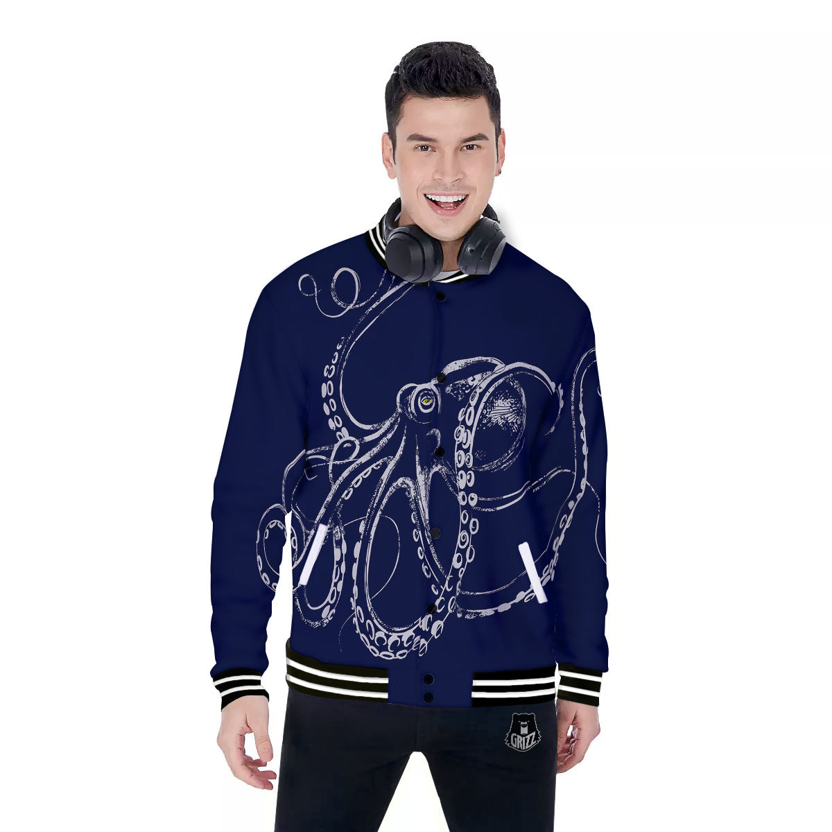Octopus Tentacles Print Baseball Jacket-grizzshop