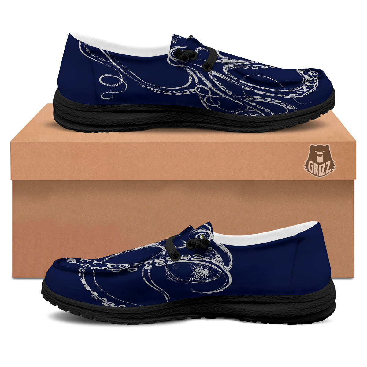 Octopus Tentacles Print Black Loafers-grizzshop