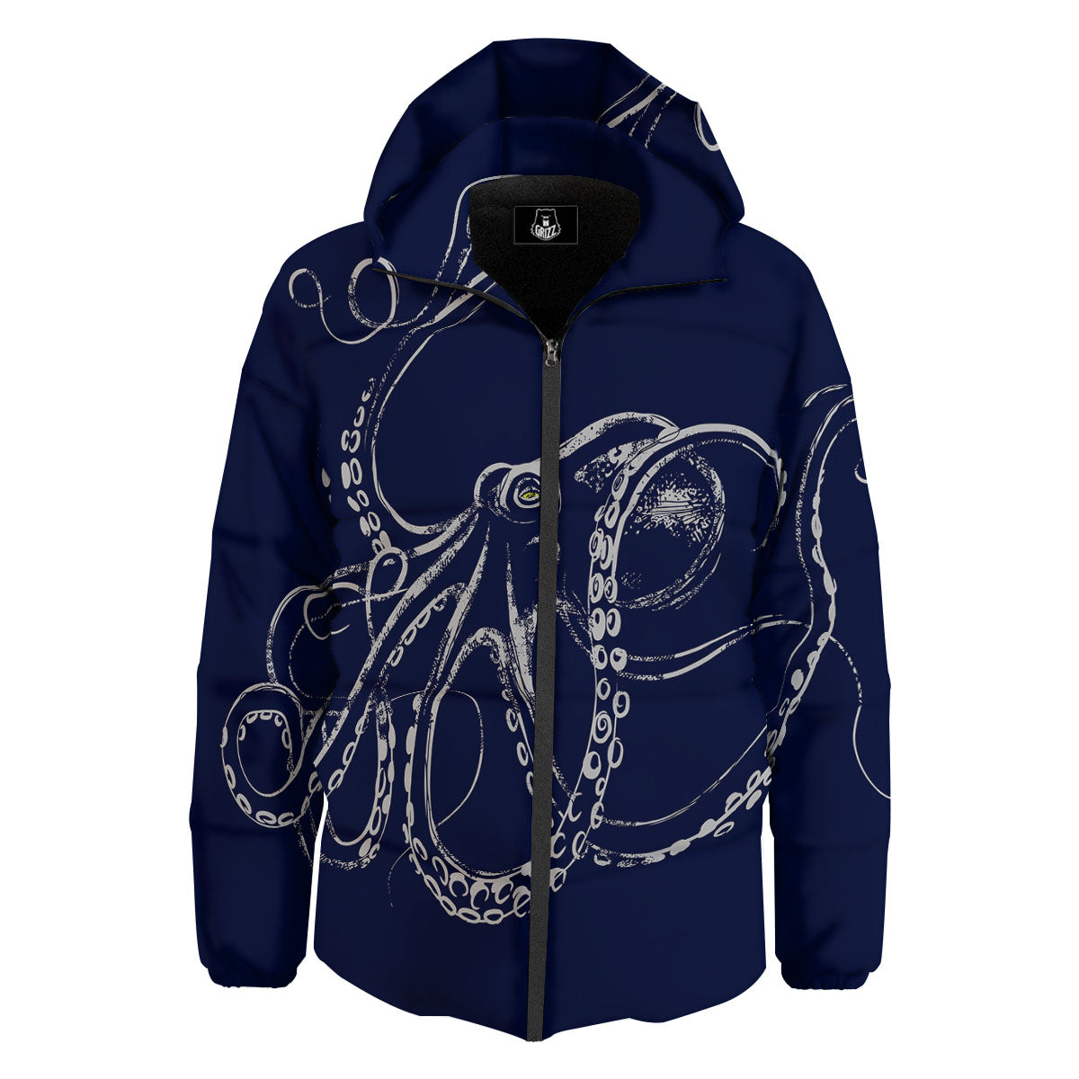 Octopus Tentacles Print Down Jacket-grizzshop