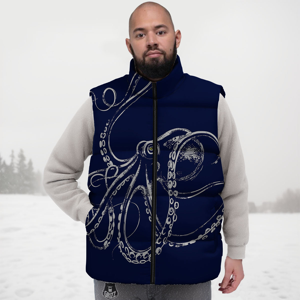 Octopus Tentacles Print Down Vest