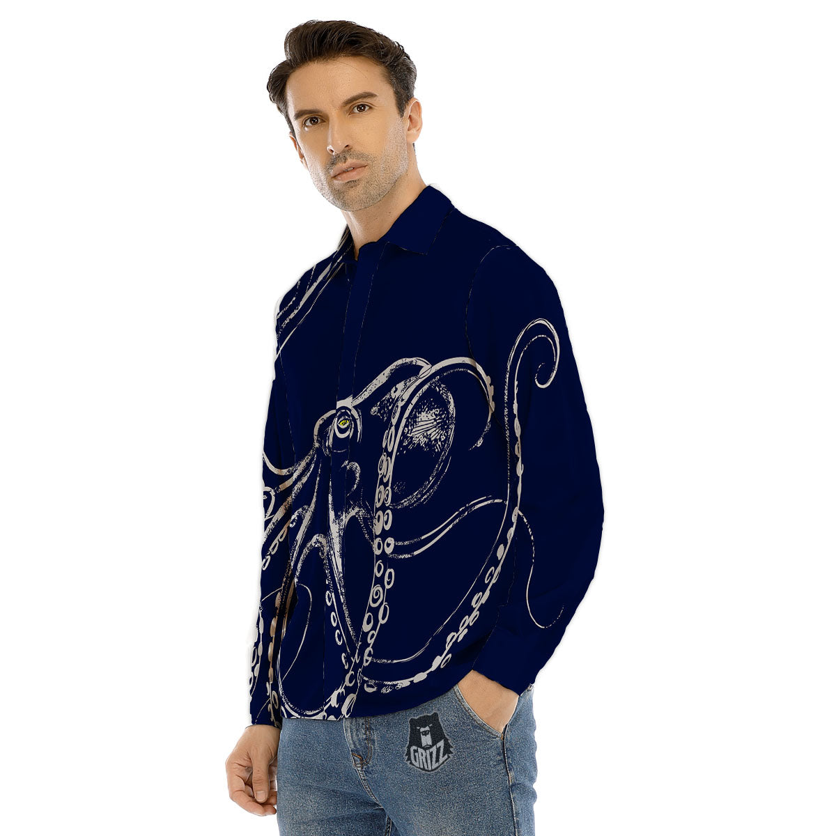 Octopus Tentacles Print Men's Dress Shirts-grizzshop