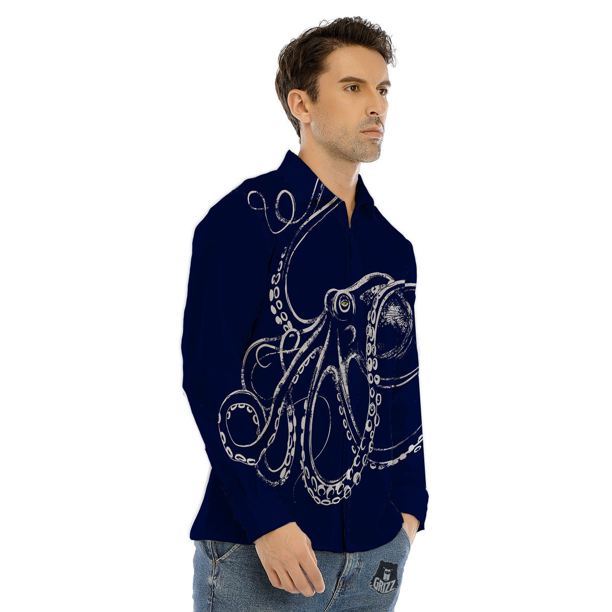 Octopus Tentacles Print Men's Dress Shirts-grizzshop