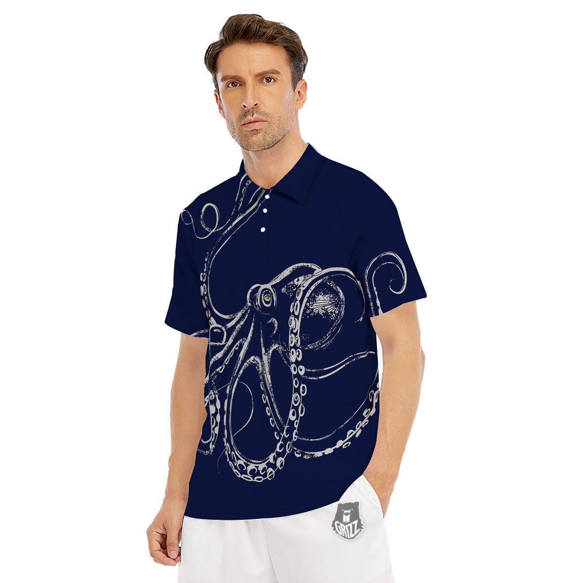 Octopus Tentacles Print Men's Golf Shirts-grizzshop