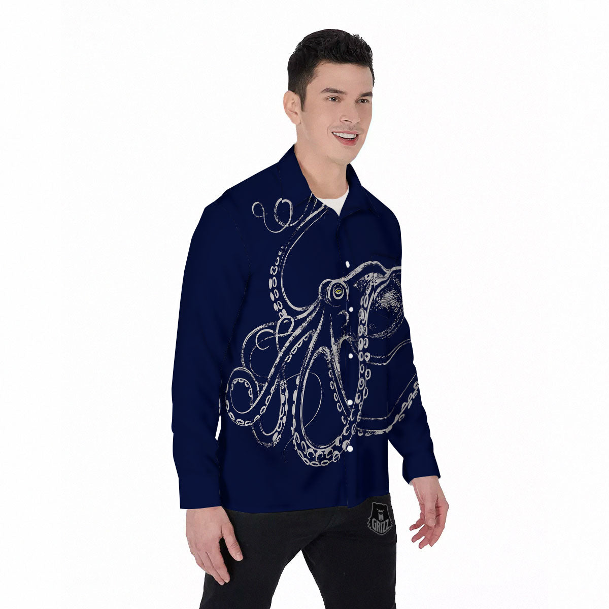 Octopus Tentacles Print Men's Long Sleeve Shirts-grizzshop