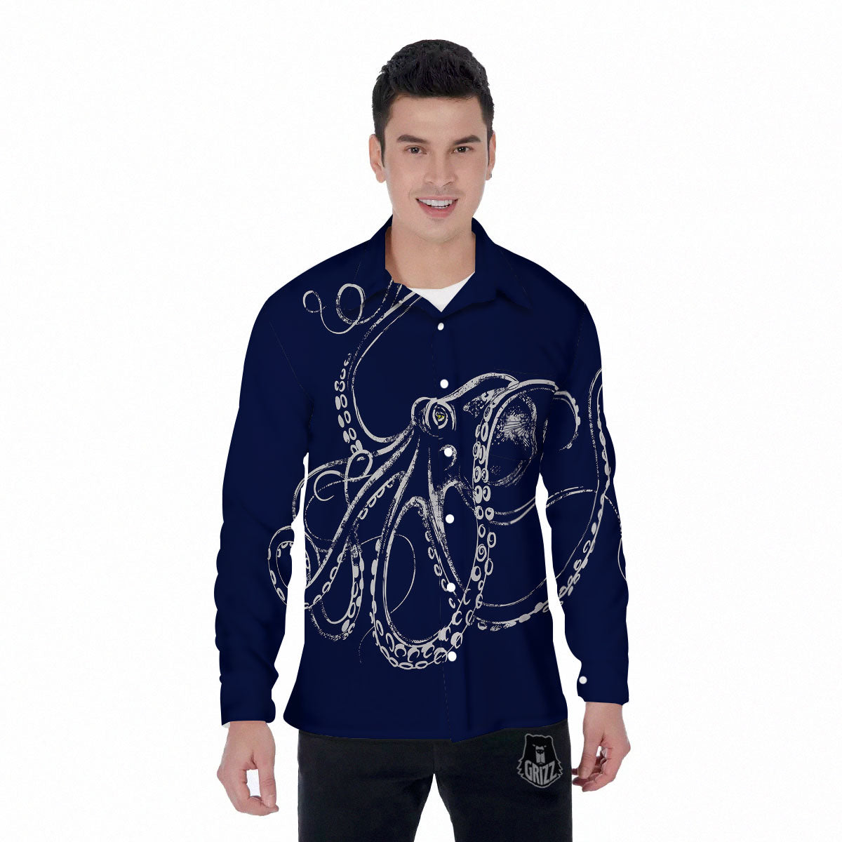 Octopus Tentacles Print Men's Long Sleeve Shirts-grizzshop