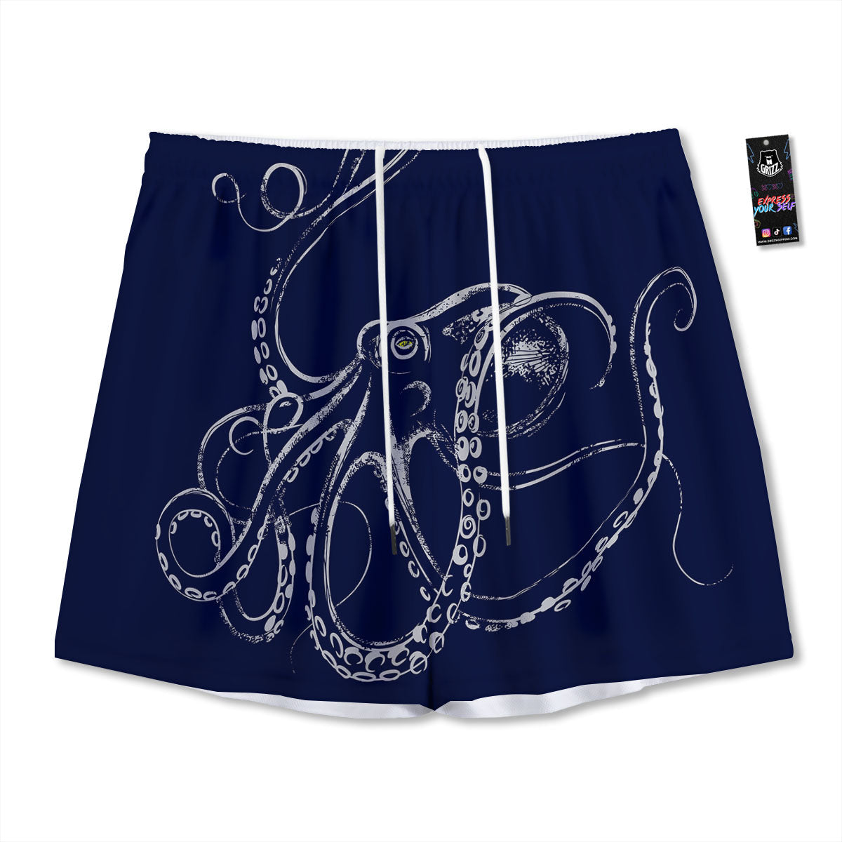 Octopus Tentacles Print Mesh Shorts