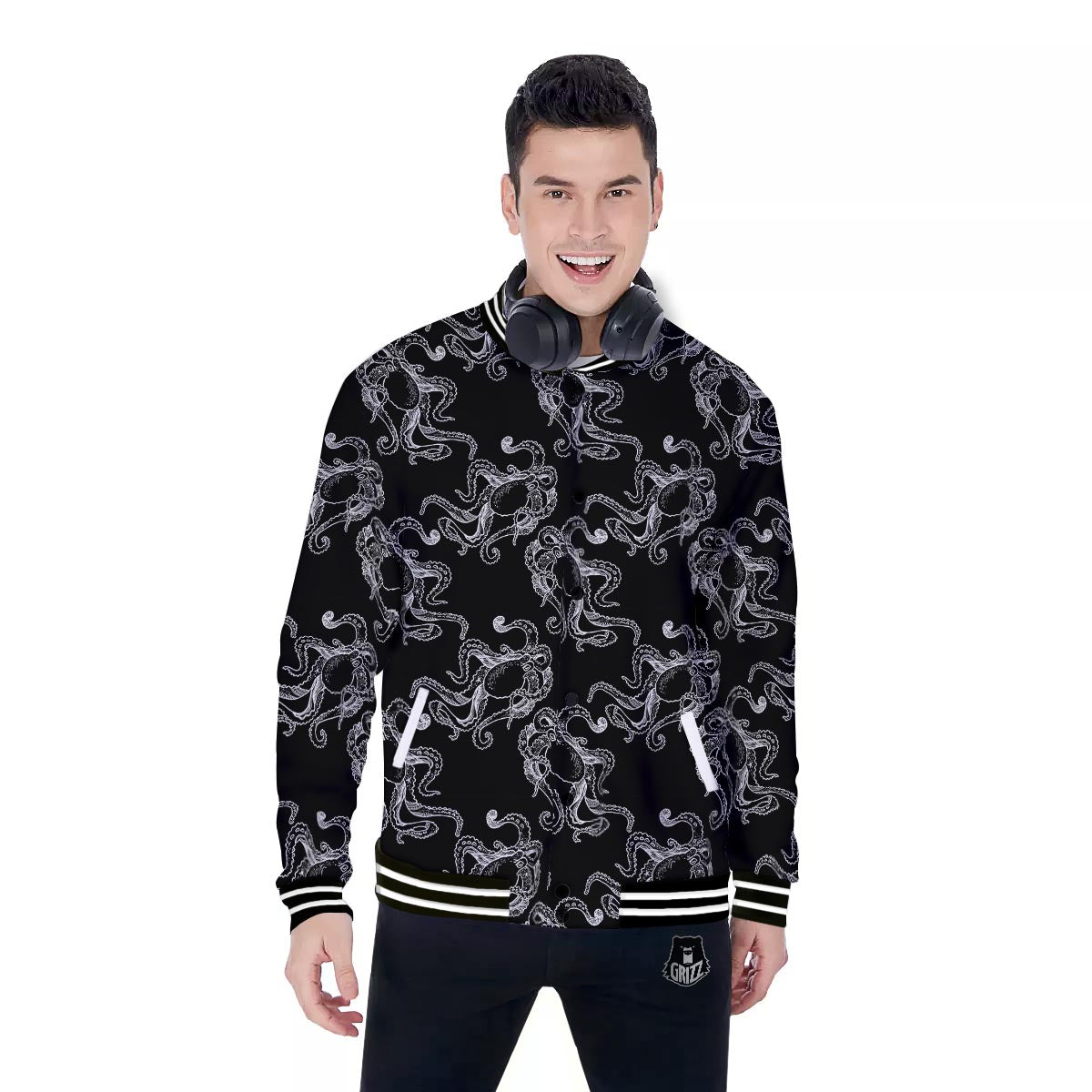 Octopus Tentacles Print Pattern Baseball Jacket-grizzshop