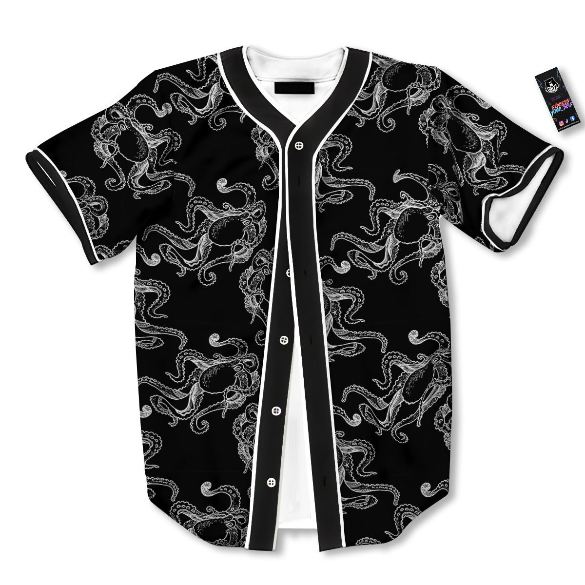 Octopus Tentacles Print Pattern Baseball Jersey-grizzshop