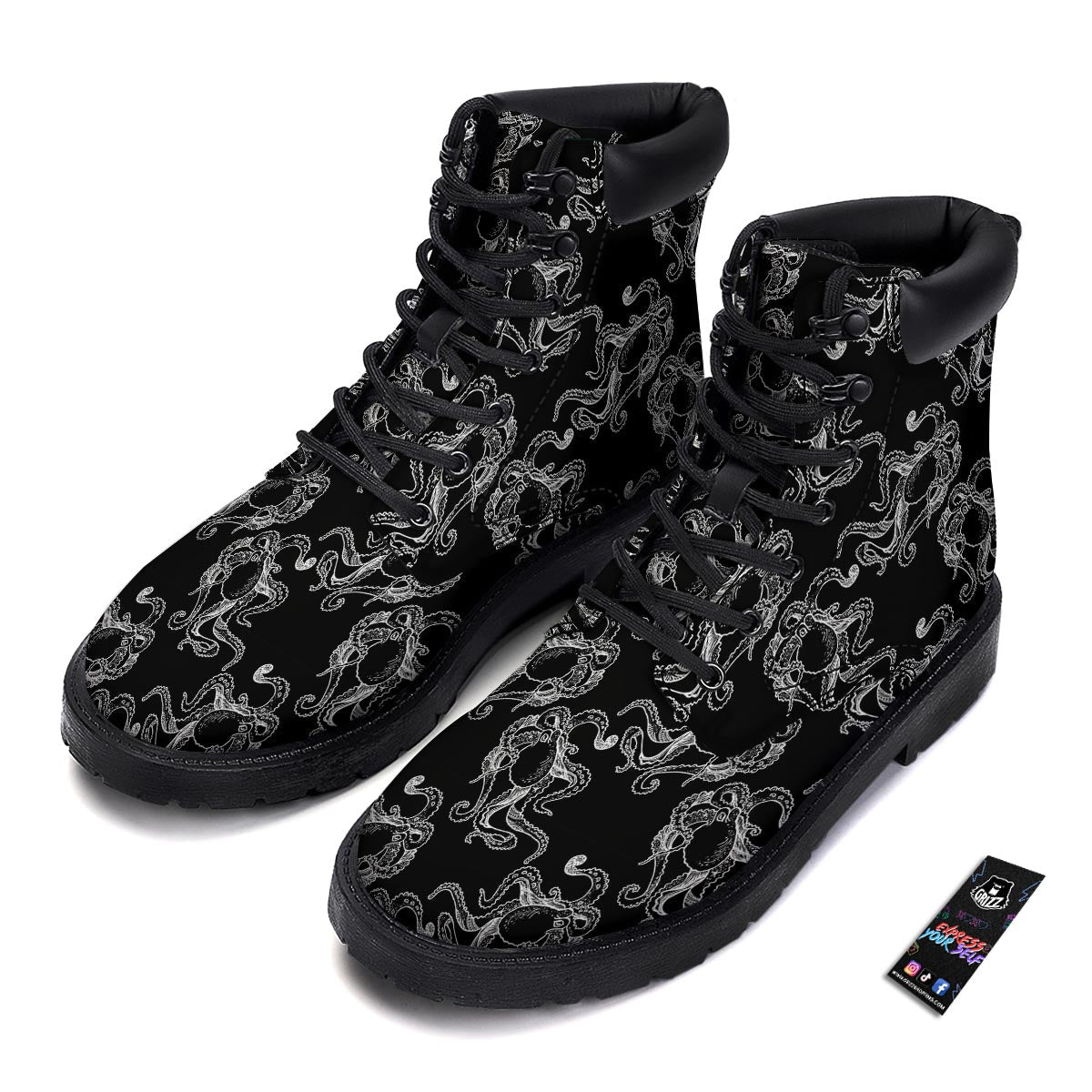 Octopus Tentacles Print Pattern Boots-grizzshop