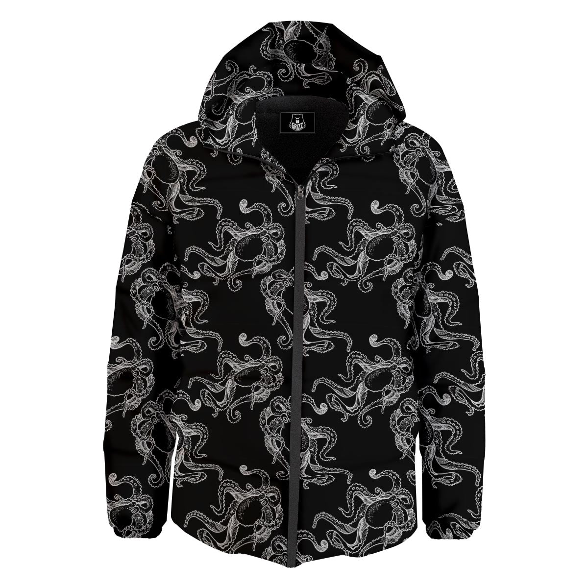 Octopus Tentacles Print Pattern Down Jacket-grizzshop