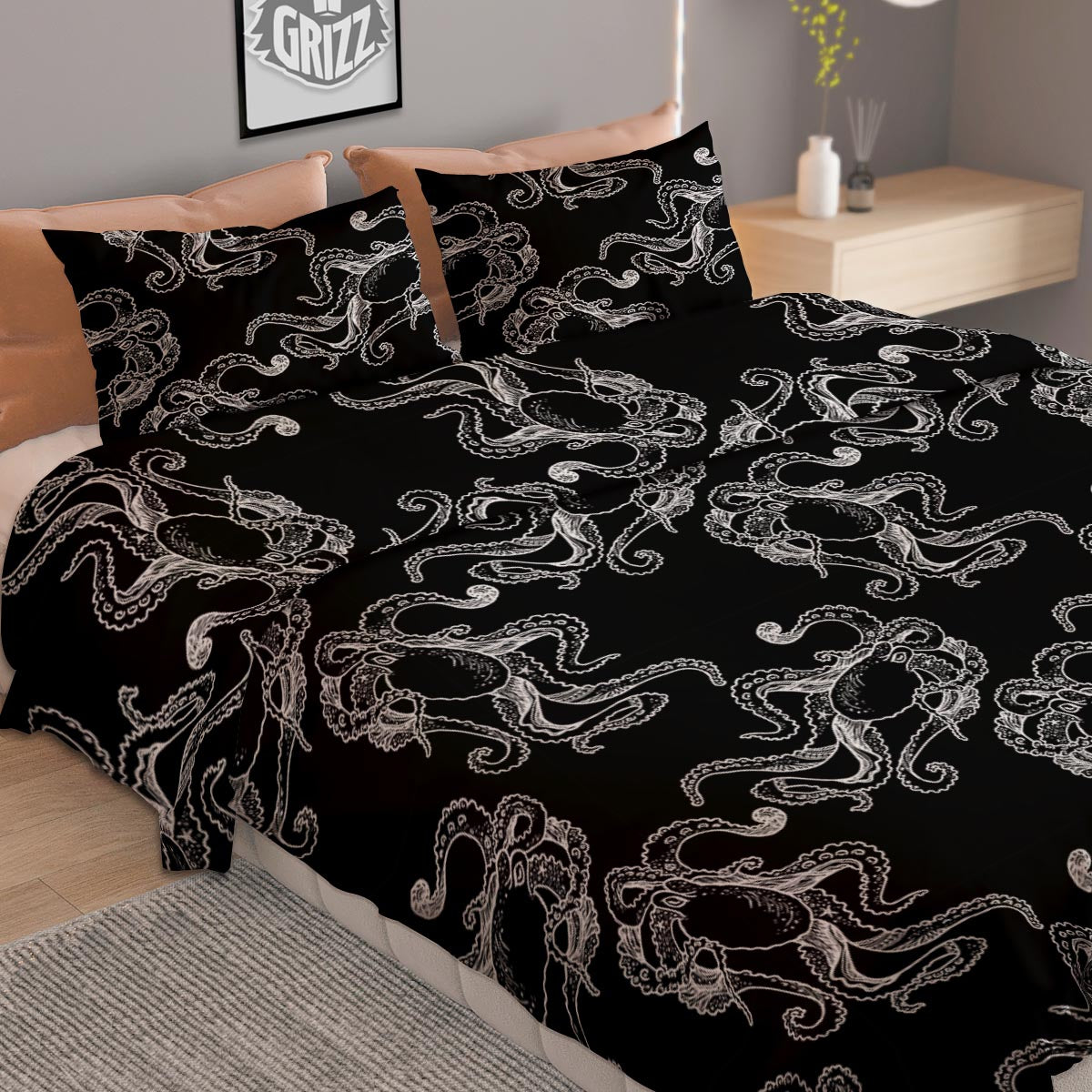 Octopus Tentacles Print Pattern Duvet Cover Bedding Set