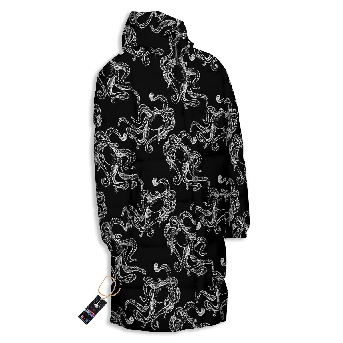 Octopus Tentacles Print Pattern Long Down Jacket-grizzshop