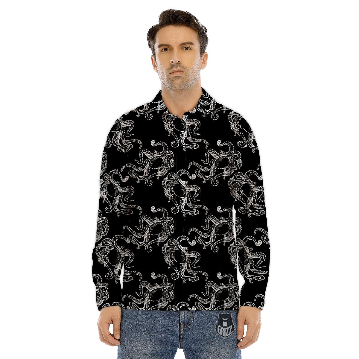 Octopus Tentacles Print Pattern Men's Dress Shirts-grizzshop