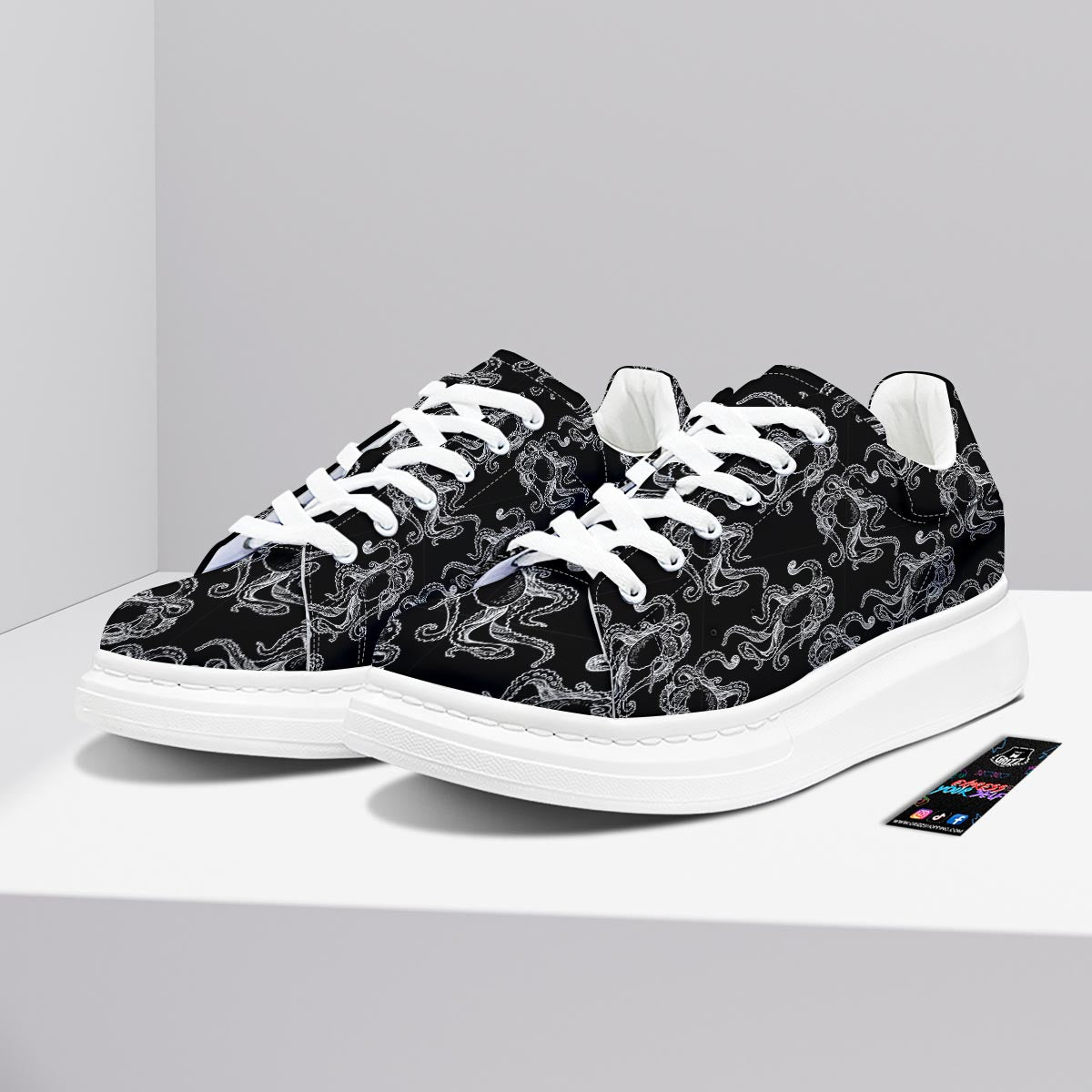 Octopus Tentacles Print Pattern Platform Shoes-grizzshop
