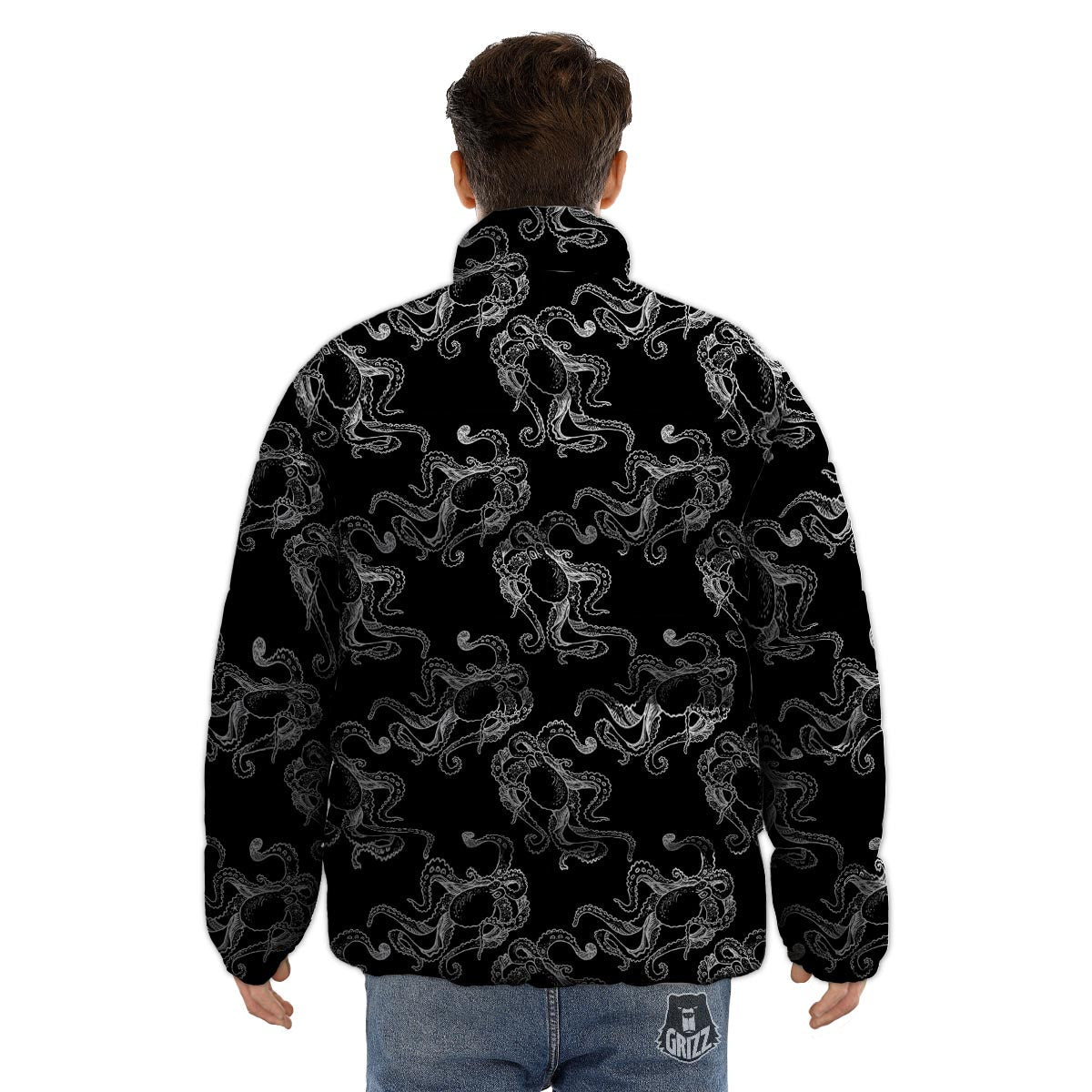 Octopus Tentacles Print Pattern Puffer Jacket-grizzshop