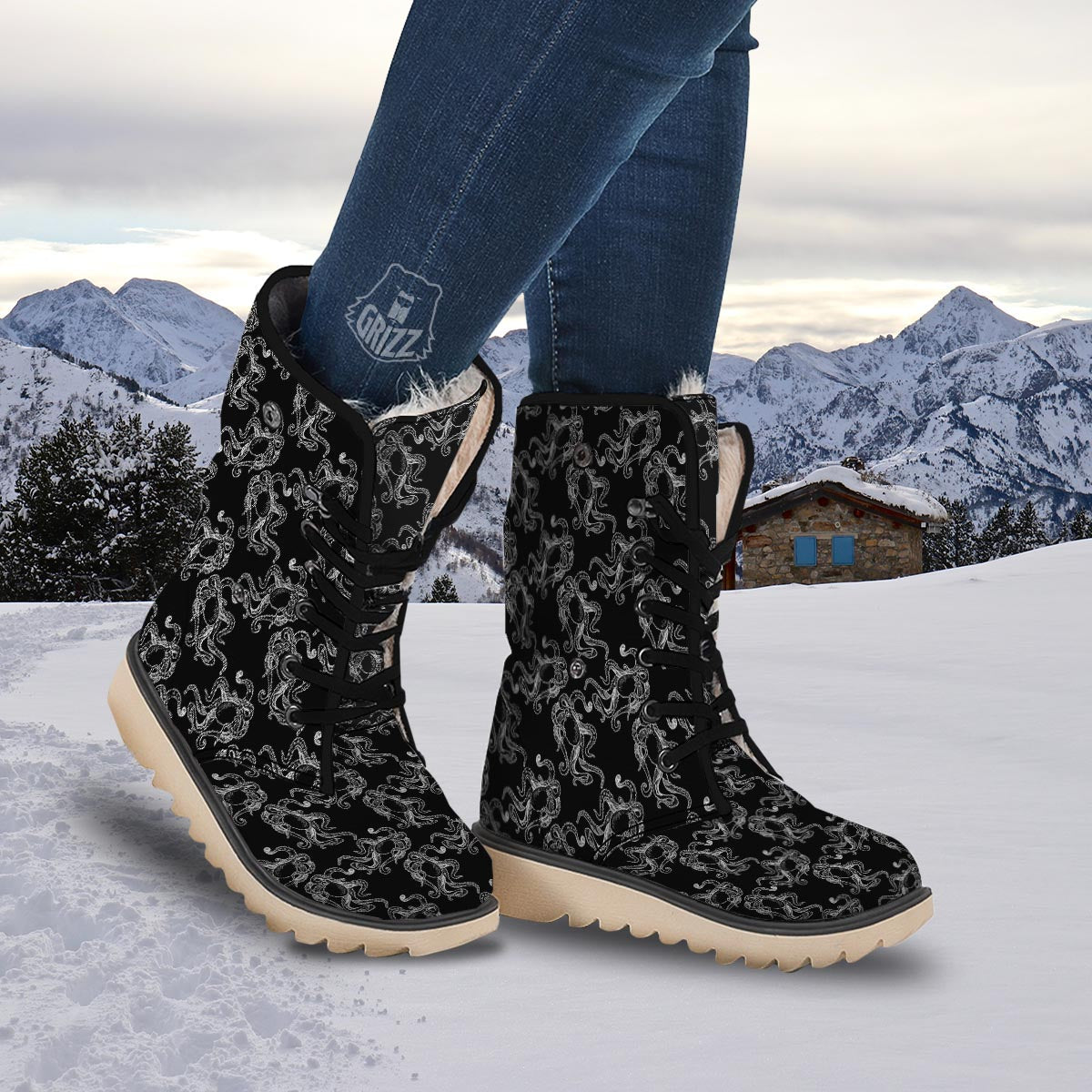 Octopus Tentacles Print Pattern Snow Boots-grizzshop