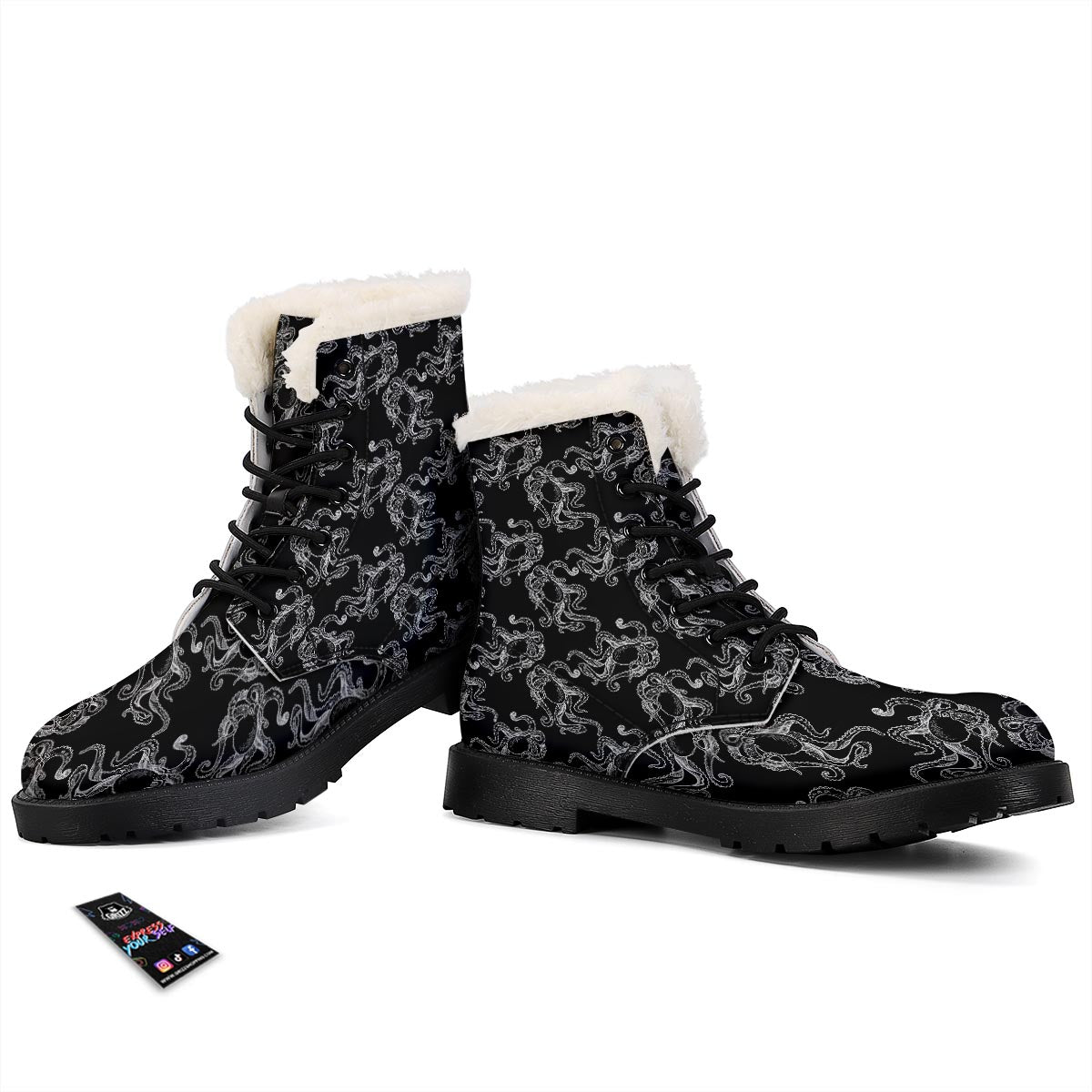 Octopus Tentacles Print Pattern Winter Boots-grizzshop