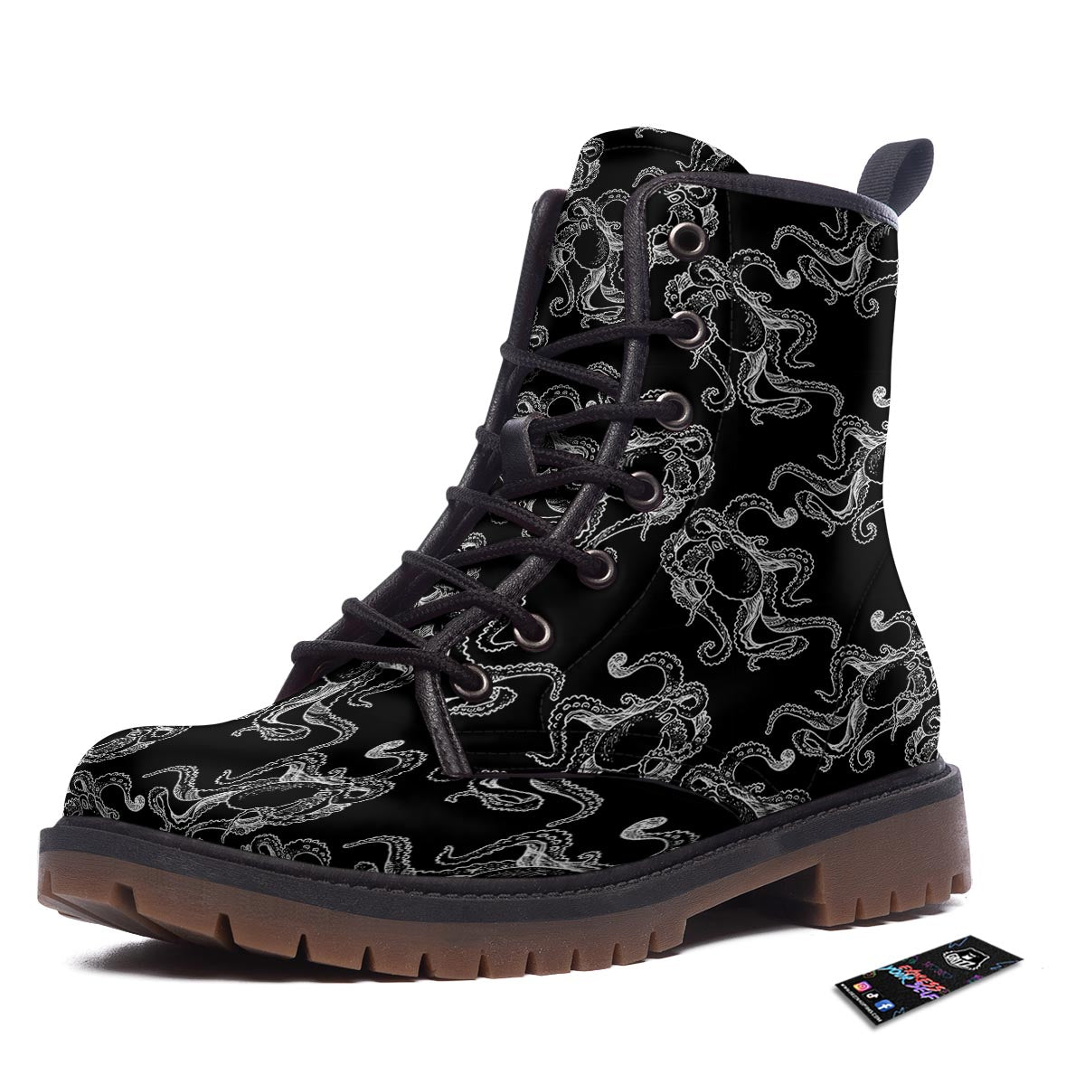 Octopus Tentacles Print Pattern Work Boots-grizzshop