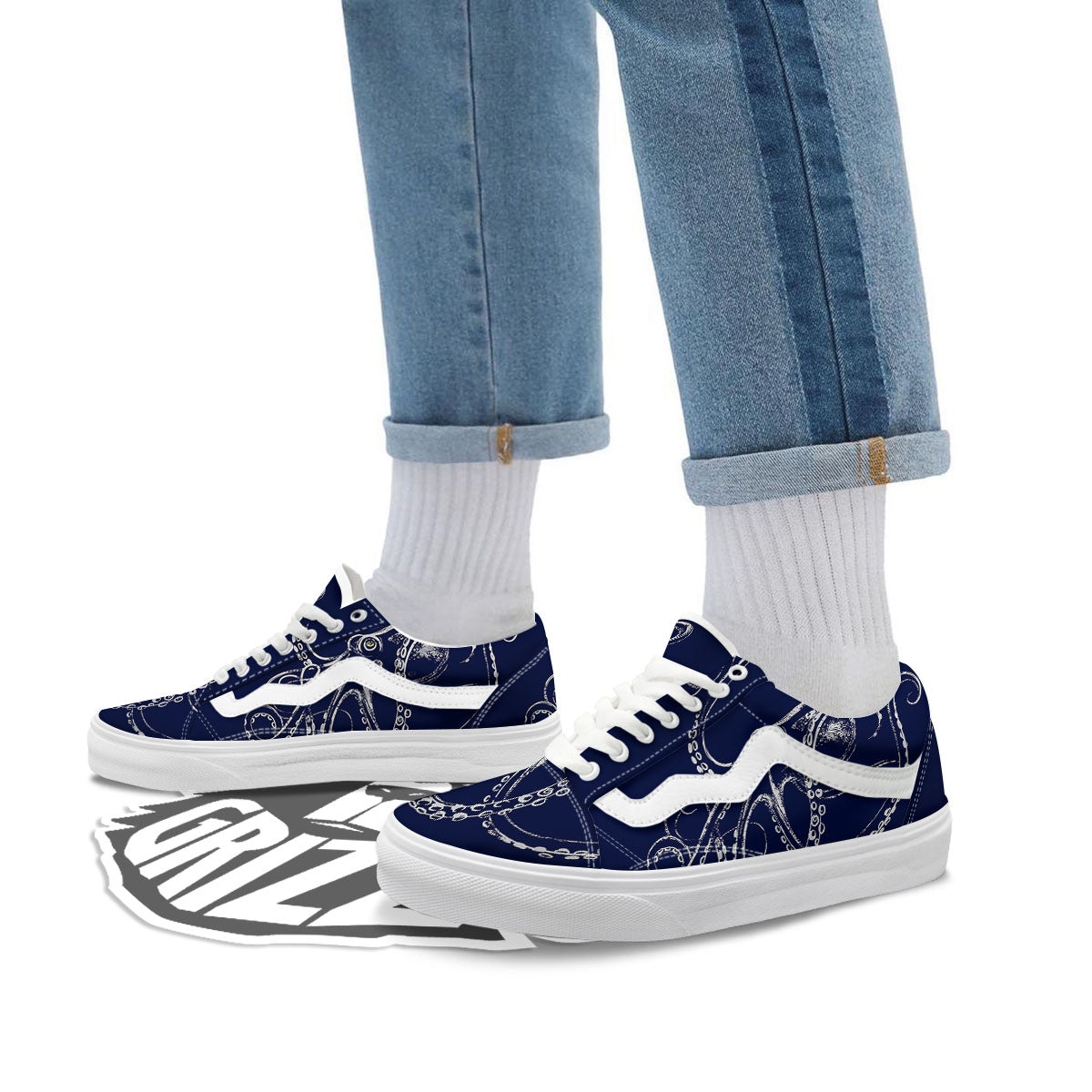 Octopus Tentacles Print Skate Shoes-grizzshop
