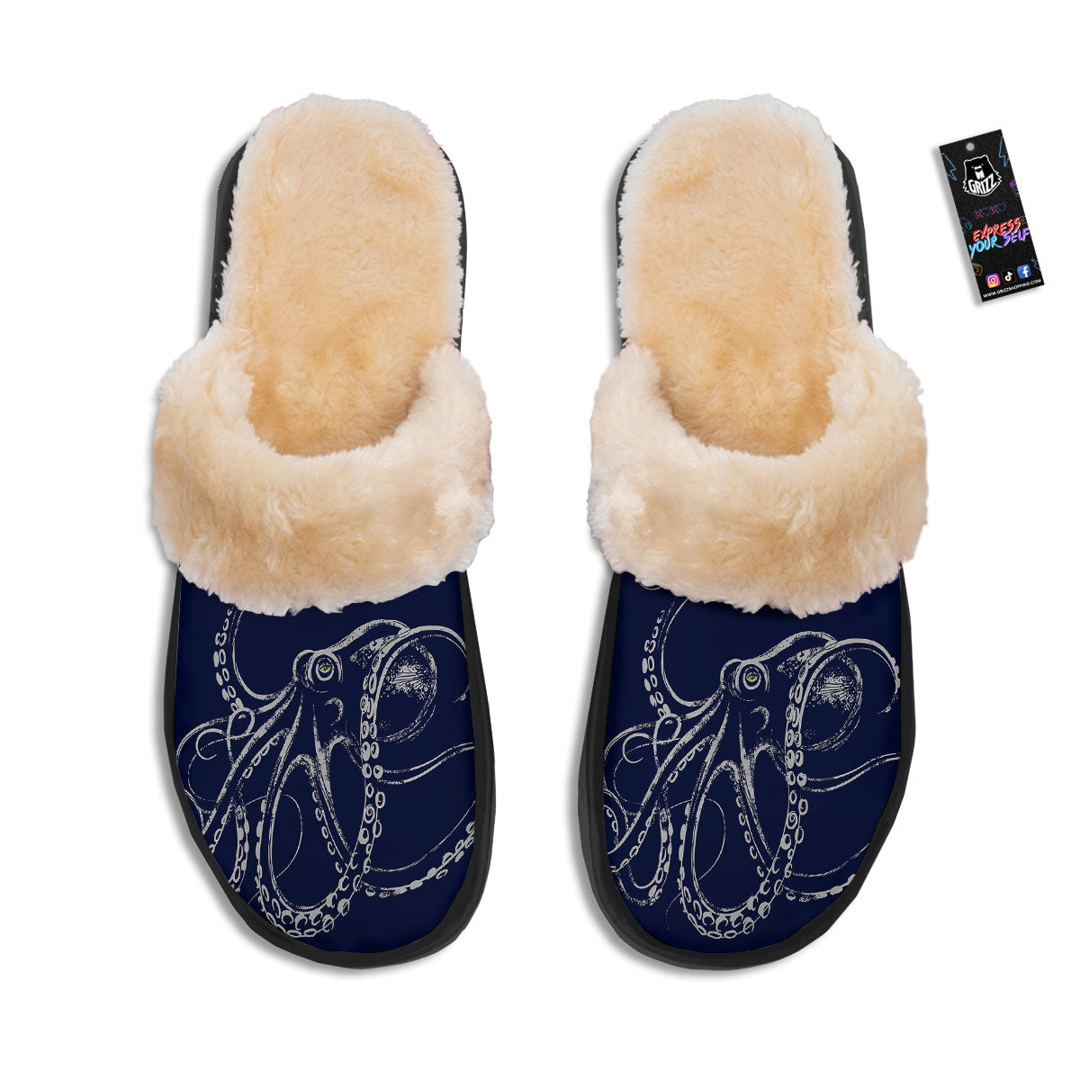 Octopus Tentacles Print Slippers-grizzshop
