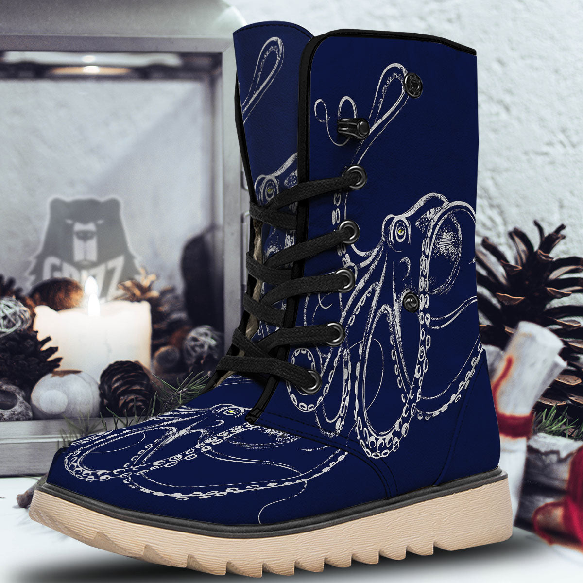 Octopus Tentacles Print Snow Boots-grizzshop