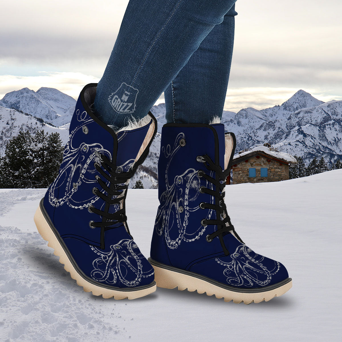 Octopus Tentacles Print Snow Boots-grizzshop