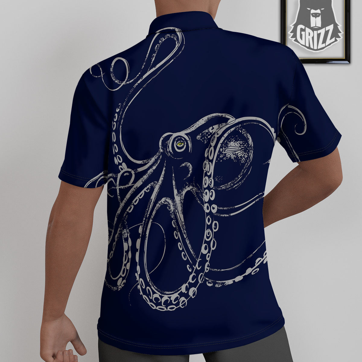 Octopus Tentacles Print Untucked Shirts-grizzshop