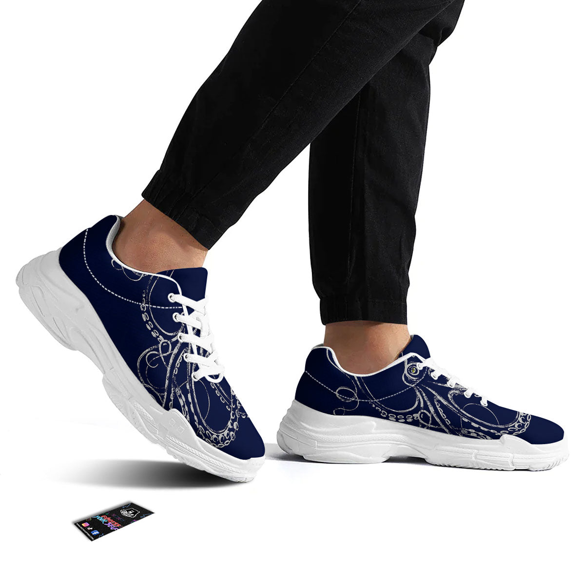 Octopus Tentacles Print White Chunky Shoes-grizzshop