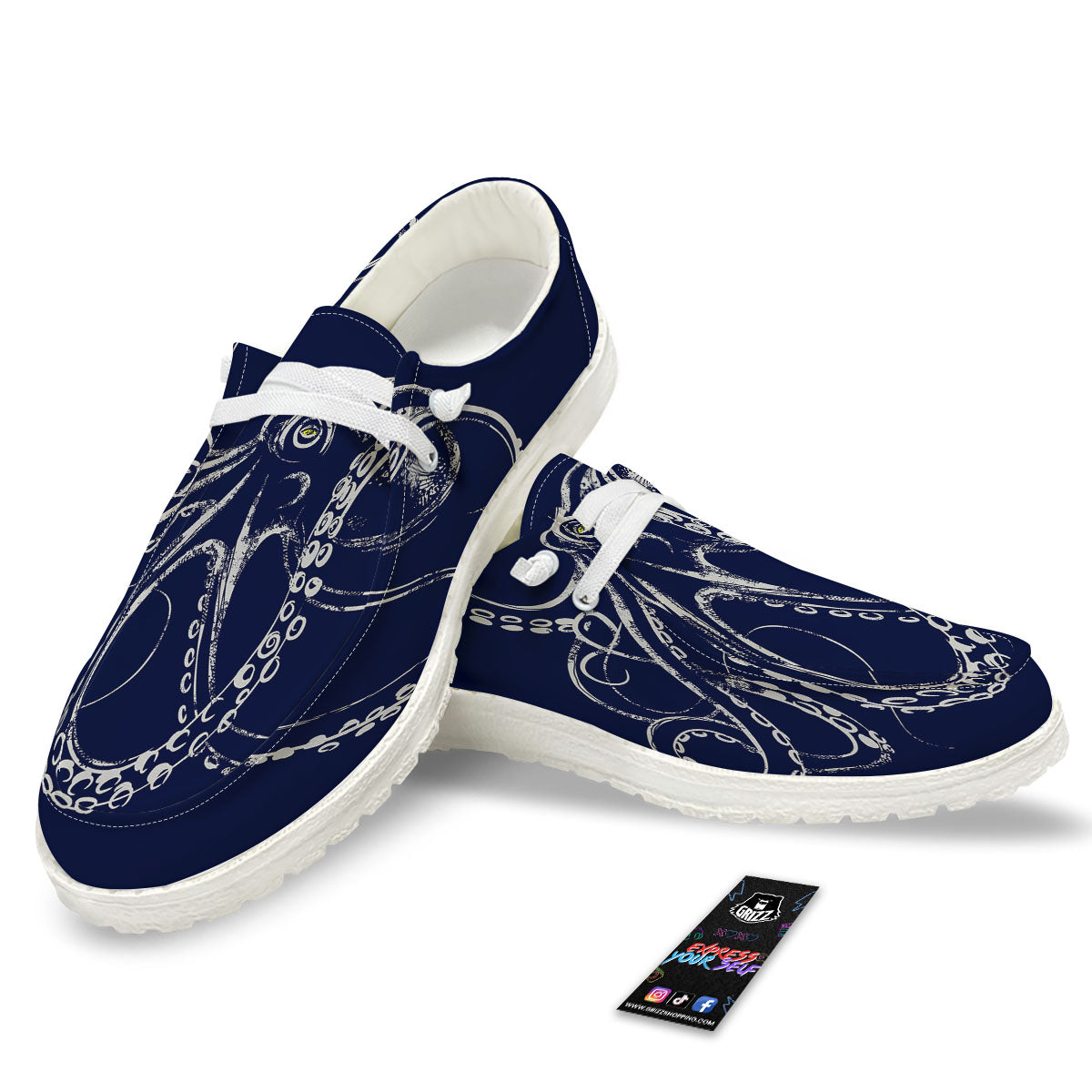 Octopus Tentacles Print White Loafers-grizzshop